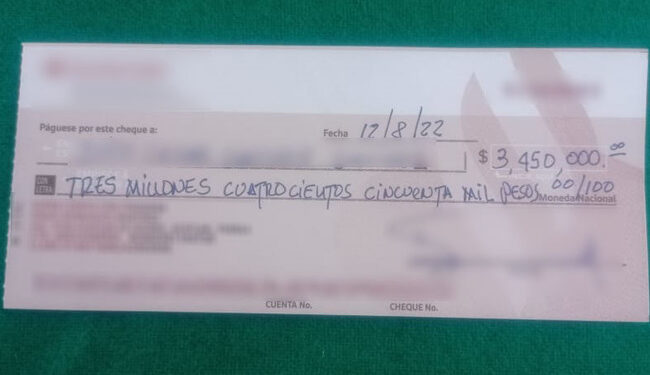 Decomisan cheques por más de 4 millones de pesos