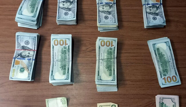 Guardia Nacional y aduanas de México aseguran 80 mil dólares de aparente procedencia ilícita