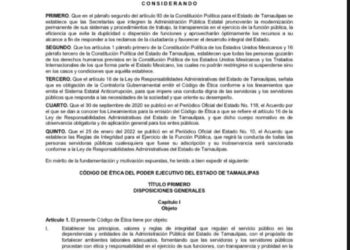 Establece Código de Ética del Gobierno de Tamaulipas la igualdad y el pleno desarrollo de las mujeres libres de violencia