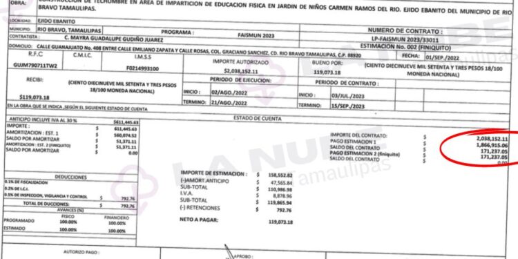 Sobreprecio en obras del Municipio de Río Bravo