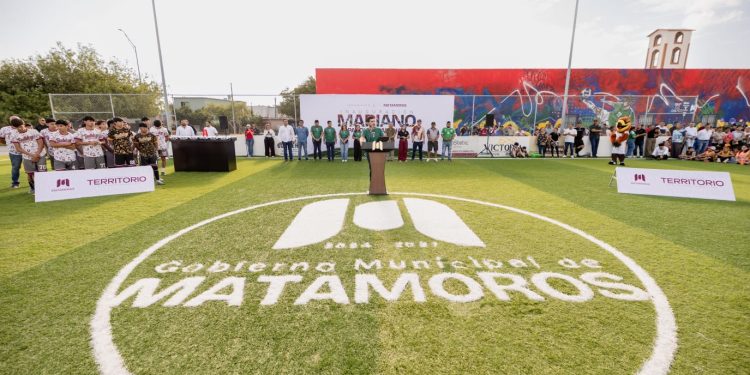 Encabeza el alcalde Beto Granados inauguración de ExpoCiencias Tamaulipas 2026 y entrega de canchas en la colonia Mariano Matamoros